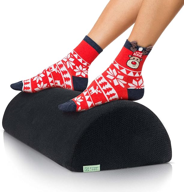 DYNMC YOU Footrest Under Desk at Work, Nordic Black Firm, Comfortable for Home, Travel, Office Footrests Desk, Washable Oeko-TEX Cover, Non- Slip Grip Desk Foot Rest, with Rocking Ergonomic Design
