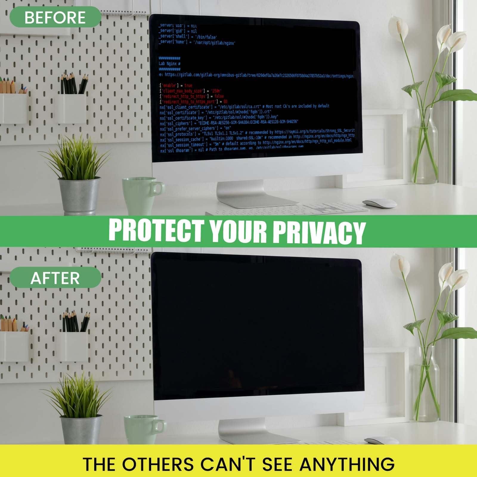 Filtro privacy per computer, 24 pollici 16:9 protezione dello schermo rimovibile per la privacy, protezione schermo HD anti-luce blu e antiriflesso, larghezza x altezza 531 mm x 299 mm