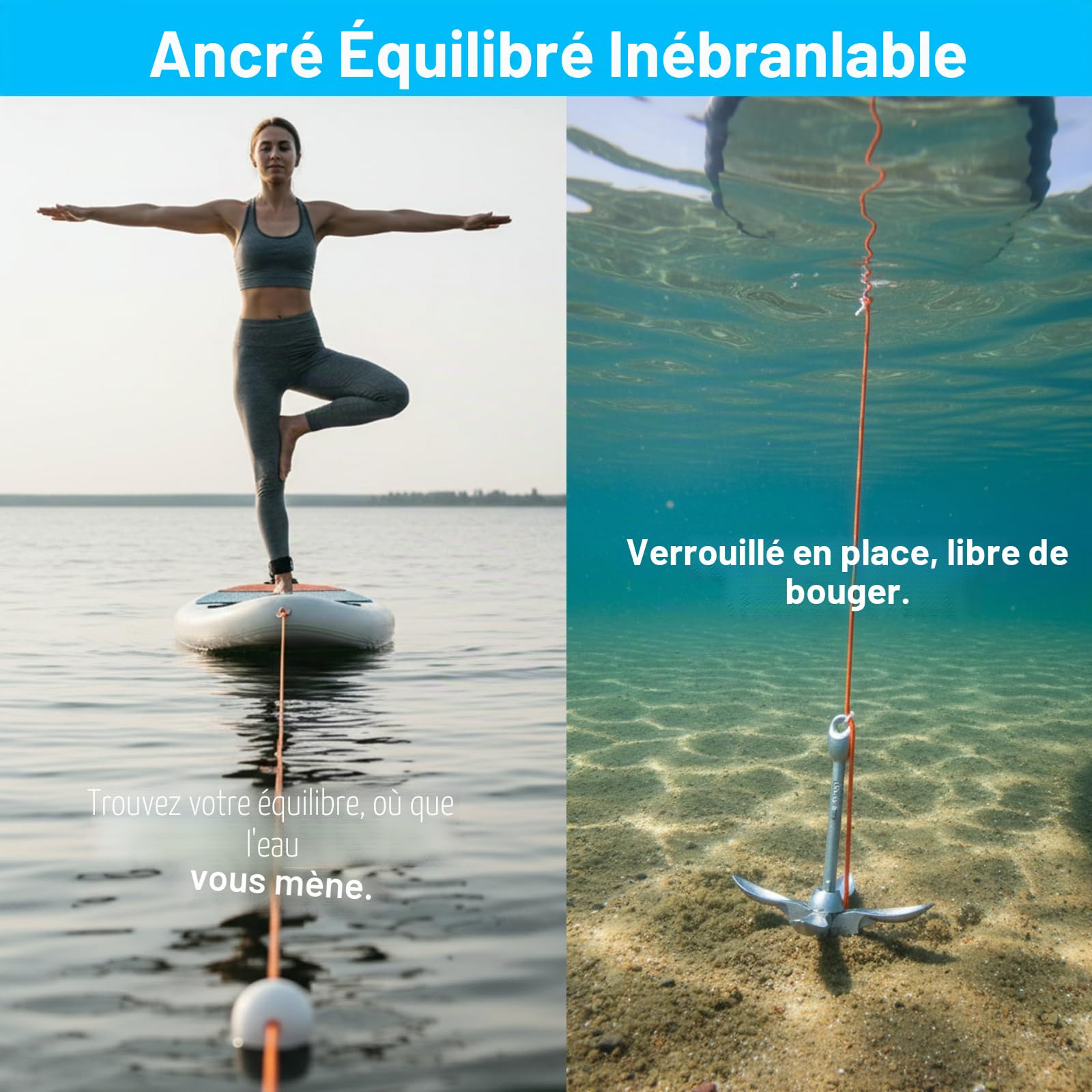 BeGrit Petite Ancre de Bateau kit Pliable Grappin Ancre en Acier Carbone pour canoë Jet Ski Sup & Paddle Board 1,5 Kilogram avec 10 m Ancre Corde de remorquage Sac de Transport