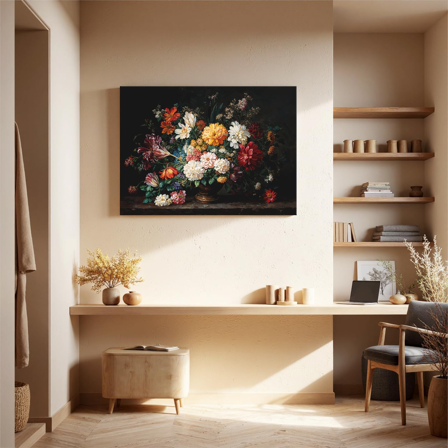 Canvas Art Wall Decor Modern Canvas Wall Pictures For Living Room Colorful Flower Wall Art Artwork for Walls Vintage Floral Wall Art Canvas Prints Work For Home Office Kitchen Wall Decor 24" X 36"
