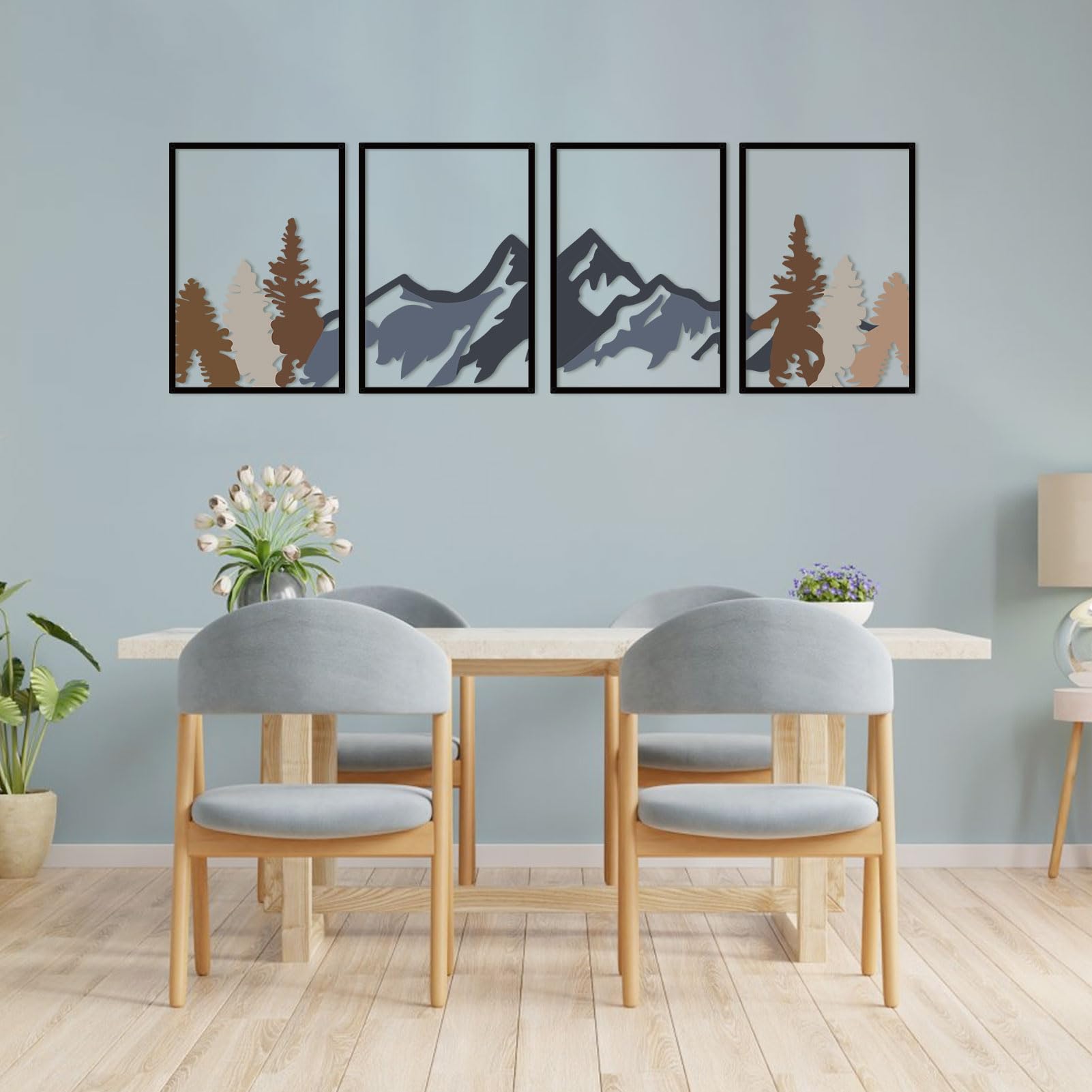 ESTART 4 Pcs Metal Mountain Wall Art, Large Mountains Wall Decor - Image 3