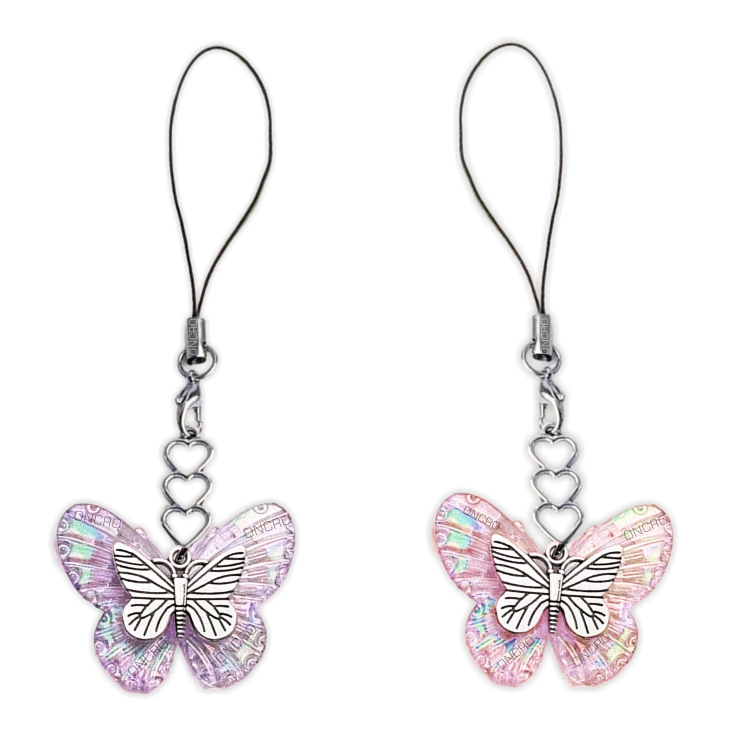 ONCRO® Lucky cute Dual Butterfly | Duo tone butterfly embossed Phone Charms metal Pendant aesthetic for girls women backpack hanging Keychain handy travel necklace bracelet (Purple & Pink Dual) (B0DBZJ8Q98) Amazon Price History, Amazon Price Tracker