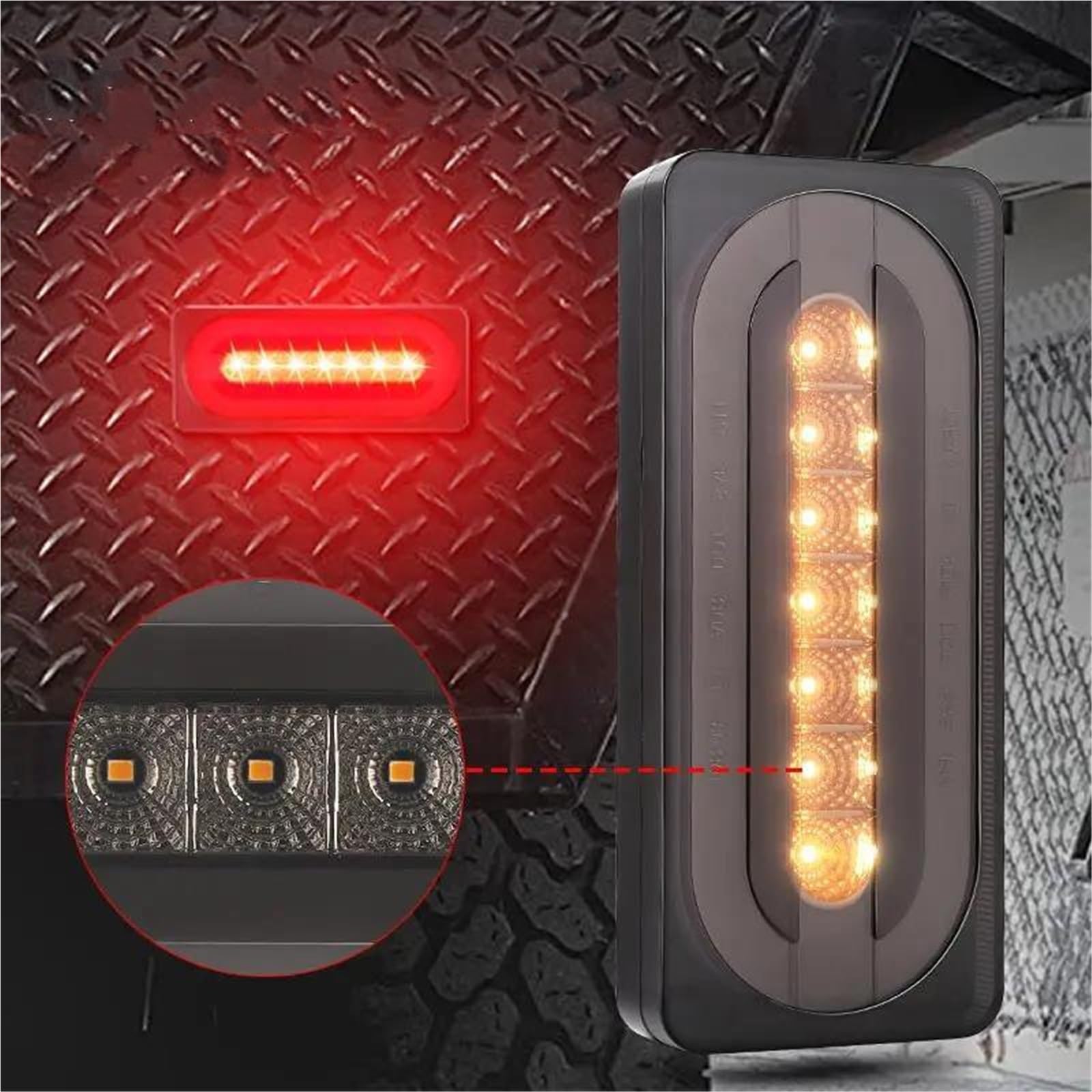 Indicatori Direzione Laterali Luce Per Camion Per Rimorchio Per Camper Per Pick-up Luci Posteriori Freni A LED 3 In 1 Indicatori Direzione Scorrevoli Stop Avvertimento(4pcs)