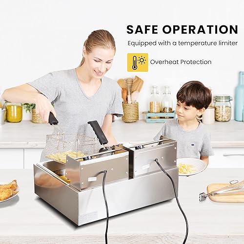 Miniatura 3 de VIVOHOME Freidora eléctrica comercial de 110 V 20.7 cuartos de galón con máquina deshidratadora eléctrica de 400 W 8 bandejas de alimentos