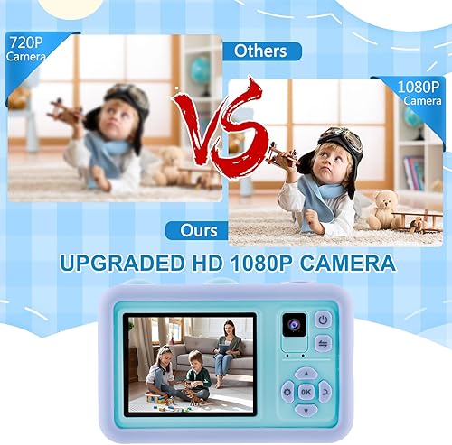 Miniatura 3 de Seemee Cámara digital para niños con trípode, bonita funda de oso, marcos divertidos y efectos de espejo, tarjeta de 32G, regalos de cumpleaños de