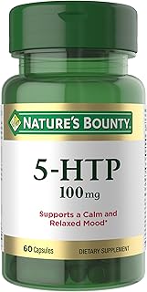 Nature's Bounty 5-HTP Pills and Dietary Supplement, Supports a Calm and Relaxed Mood, 100mg, 60 Capsules