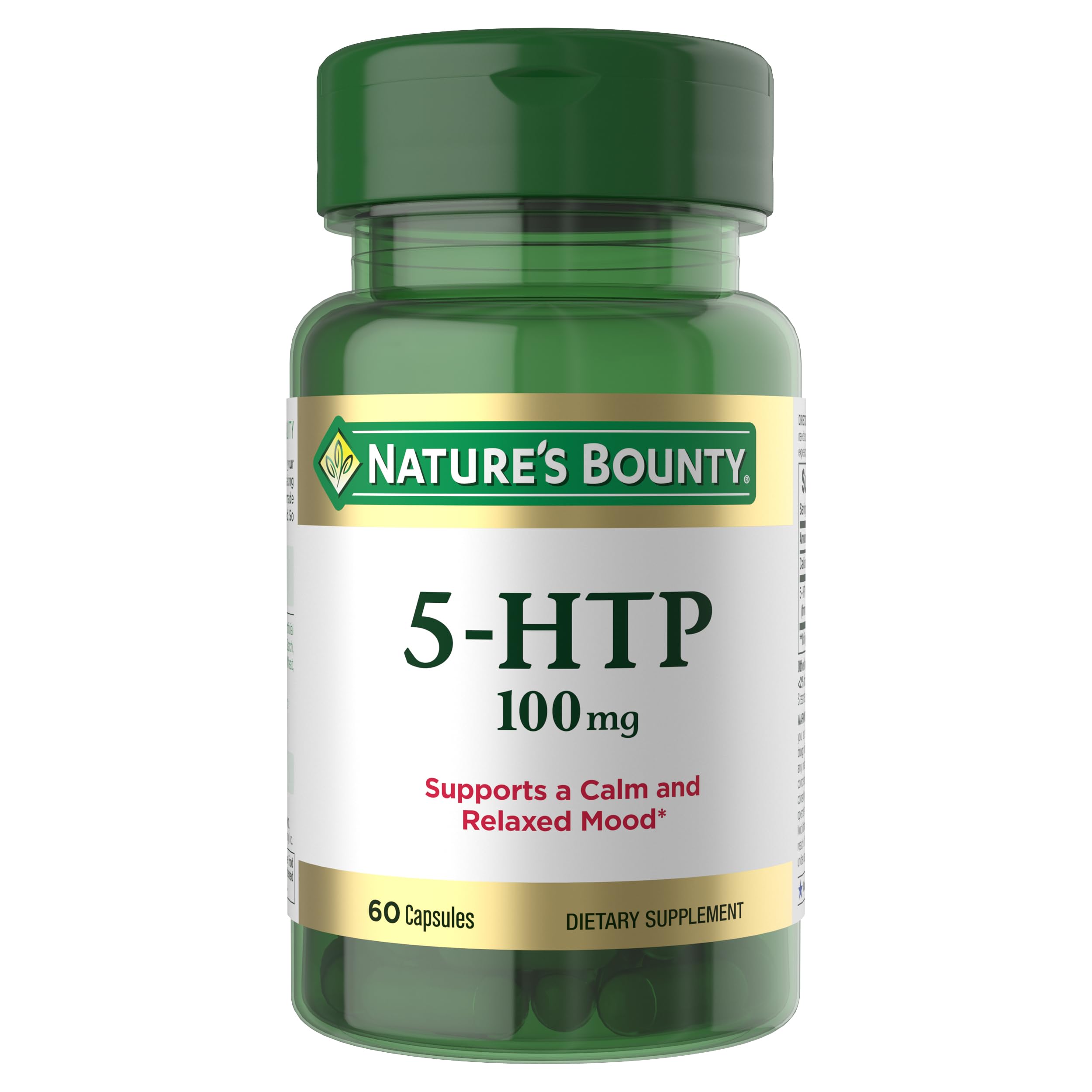 5-HTP Pills and Dietary Supplement, Supports a Calm and Relaxed Mood, 100mg, 60 Capsules