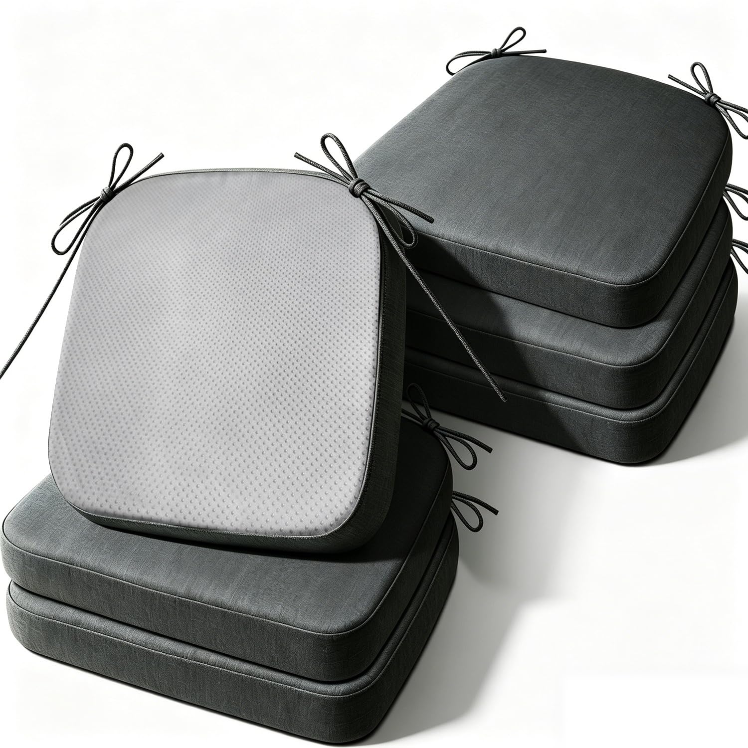Cafusesdd Cafusedd Anti-Slip Granules Backing Outdoor Chair Cushions Set, Fade-6 Psc Replacement Chair Cushions, Outdoor Chair Pads for Out Door/Indoor(DarkGray,21''*19'')