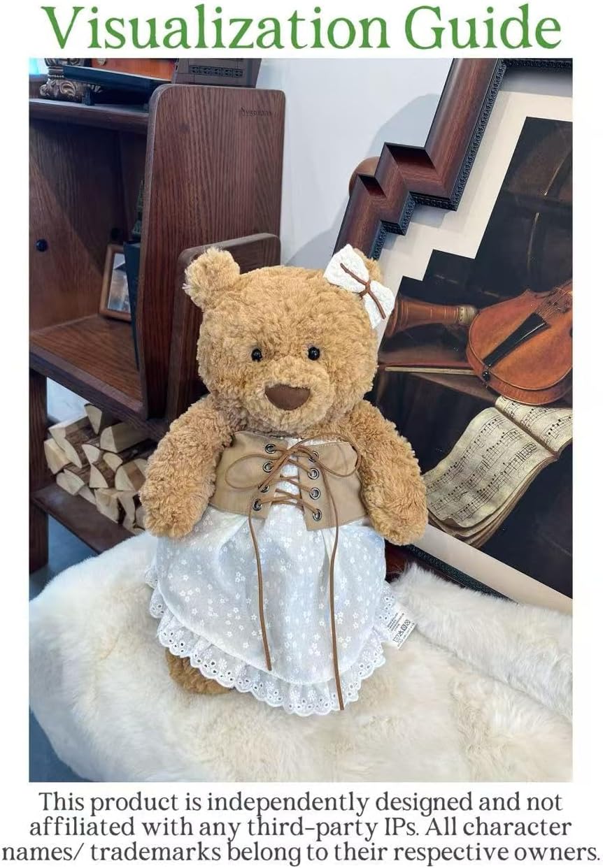 20-inch Plush Animal Dress Set:Dress Hair Clip 4-Piece Set for 47cm Huge Bartholomew Bear Animal Clothing Doll Dress (NO Doll)