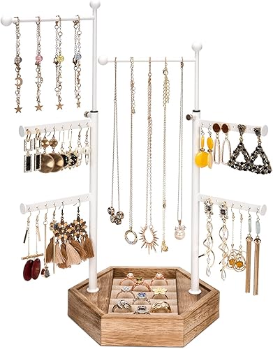Emfogo - Árbol organizador de joyas Soporte para joyería de 6 niveles con altura ajustable para collares y pulseras y anillos Negro, Gris, negro Emfogo - Árbol organizador de joyas Soporte para joyería de 6 niveles con altura ajustable para collares y pulseras y anillos Negro, Gris, negro