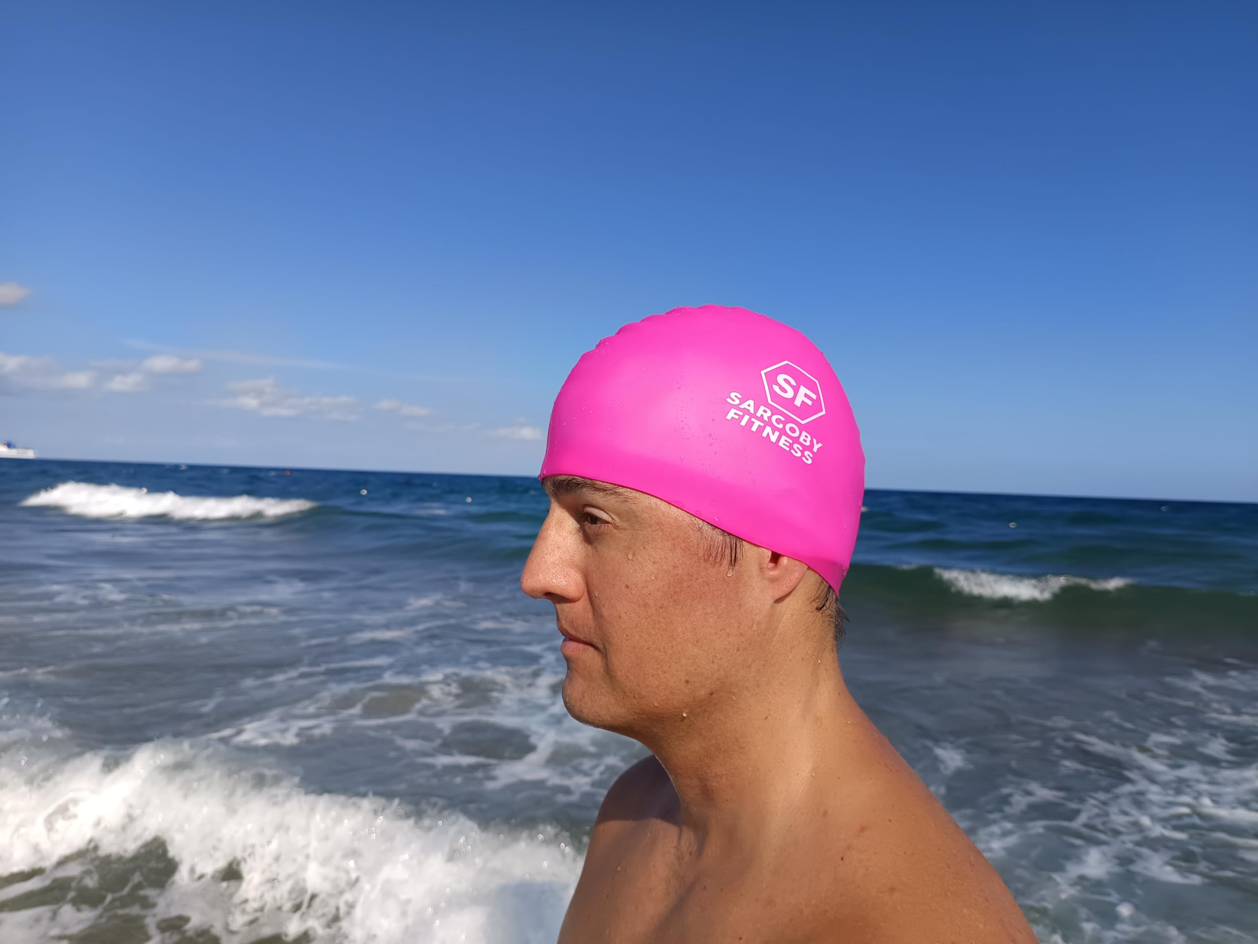Sargoby Fitness UK Swim Cap Adult Standard-Size for Competitive or Recreational Swimmer Looking for more speed South Africa Rainbow Australia (Pink) - Image 3