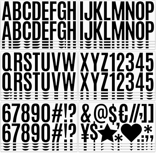24 hojas de calcomanías de letras, kit de números de letras de vinilo autoadhesivas de 2.5 pulgadas, calcomanías negras para buzón de correo, aula,