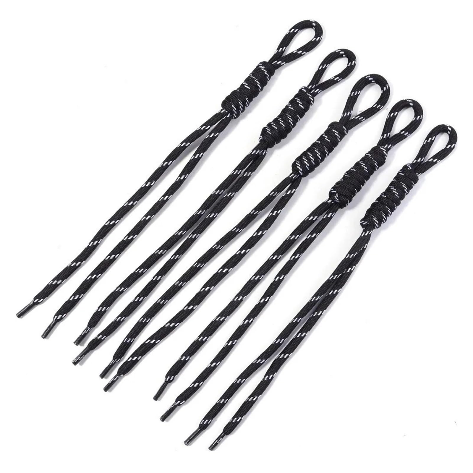 Nylon Cord Thread 35pcs Colorful Braided Lanyard Keychain Design Nylon Cord Knot Woven Rope for Bracelets Macrame(Black)