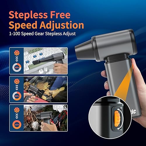 Miniatura 2 de Plumero de aire comprimido, plumero de aire eléctrico de velocidad continua, soplador de aire de carcasa de metal con motor sin escobillas,