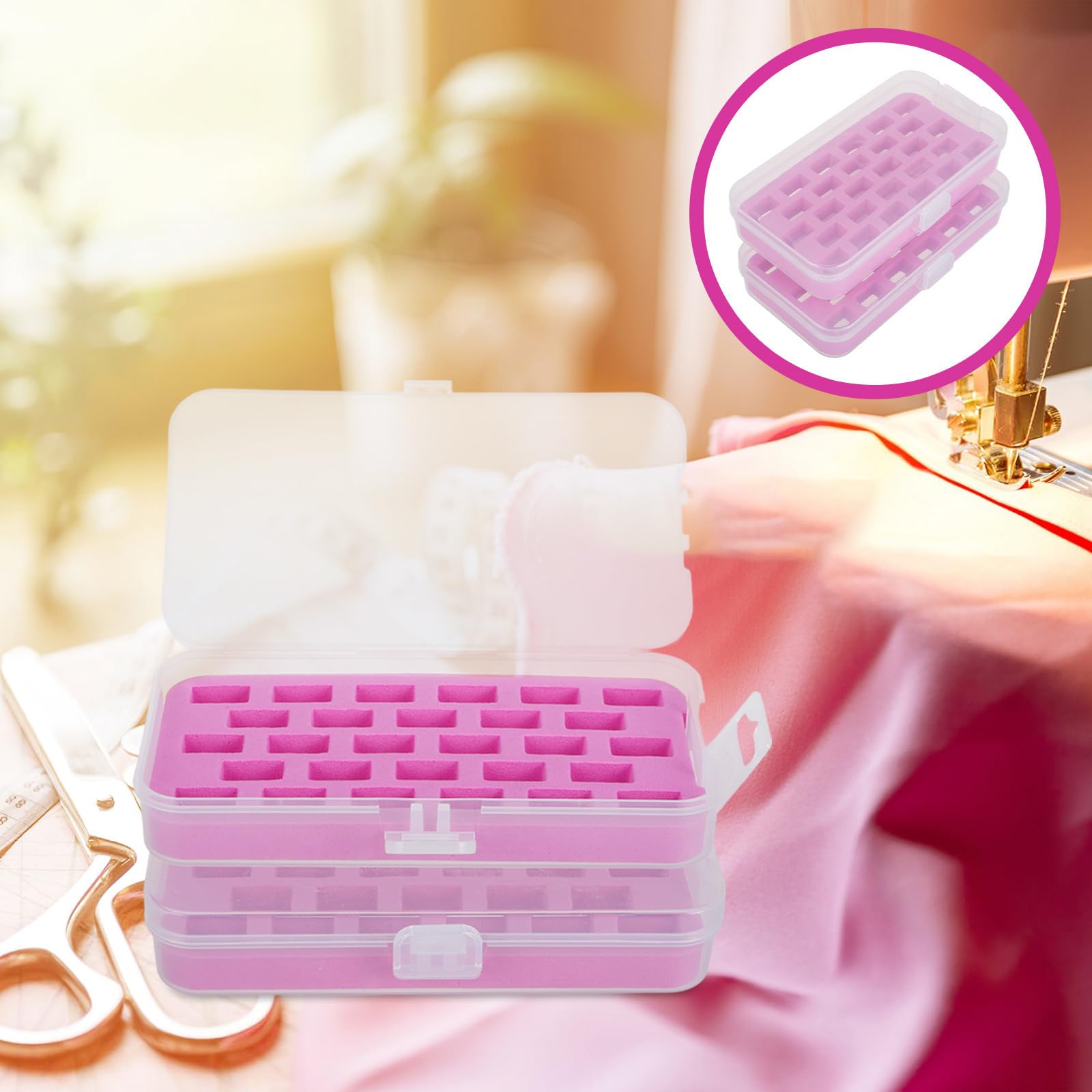 3 Series Caja De Para Coser Compartimentos Estuche Plástico Resistente Para Almacenamiento De Hilo Y Organizador Duradero Para Máquinas De Coser De Unidades 2 Piezas X 3