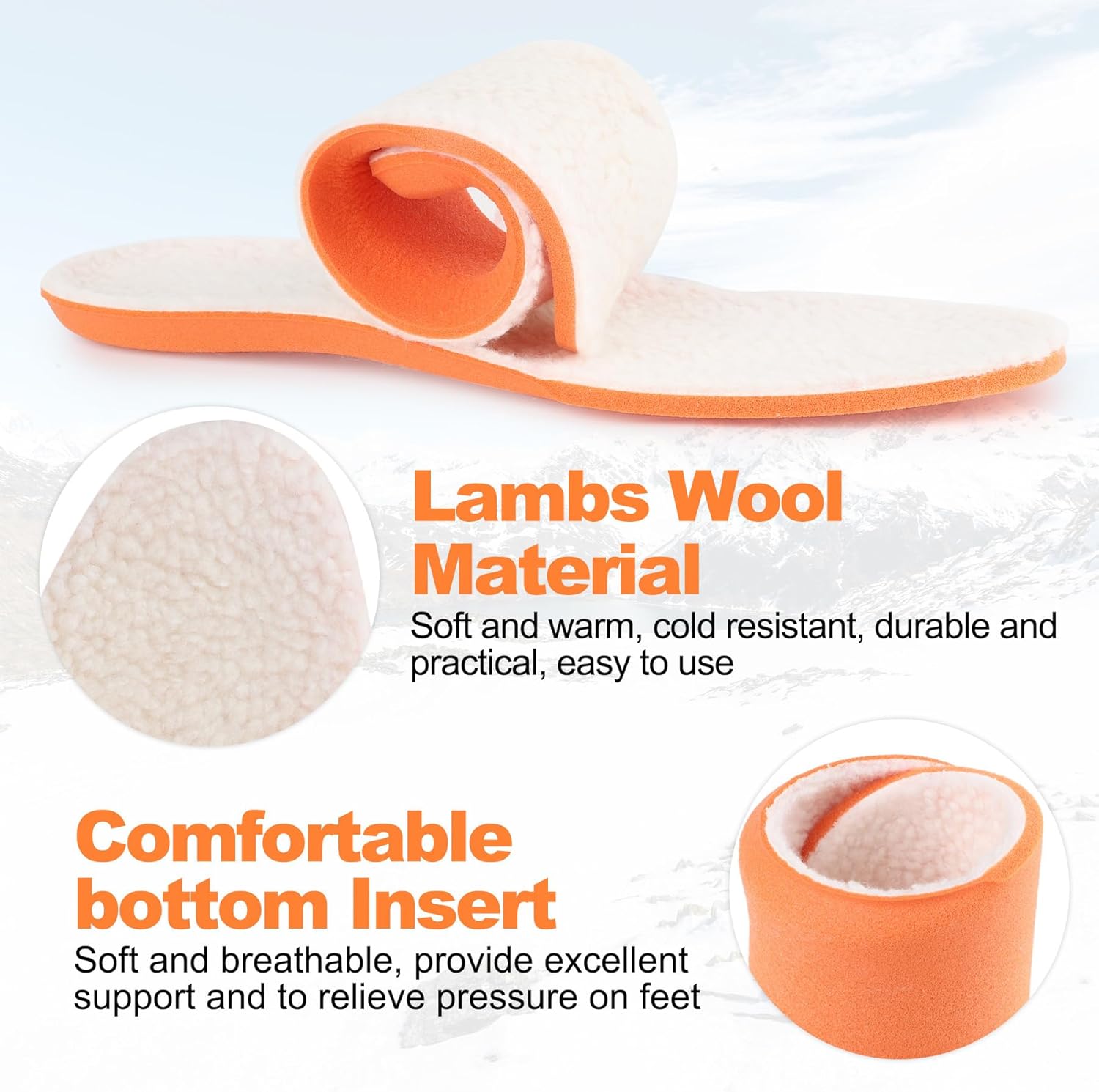 Riemot Lamb's Wool Insoles - Fall and Winter Warm Shoe Inserts for Sneakers, Work and Hiking Shoes - Breathable and Comfortable Replaceable Boot Sole for Women/Men, White US4 - Image 3