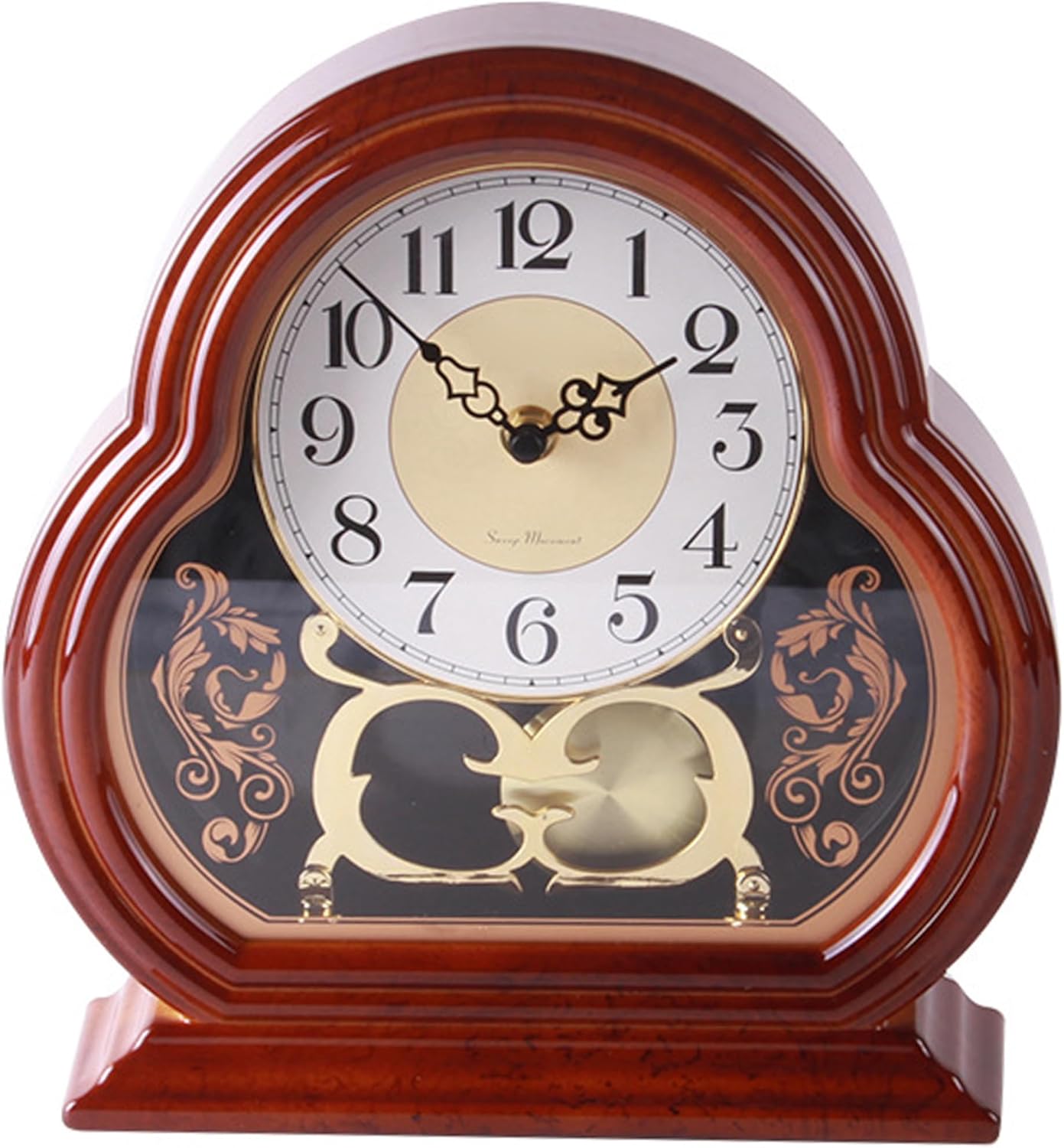 Mantel Clocks for Living Room Quiet Mantlepiece Clock Vintage Walnut Wooden Table Clock Battery Powered Mantel with Pendulum Swing for Office Desk Shelf