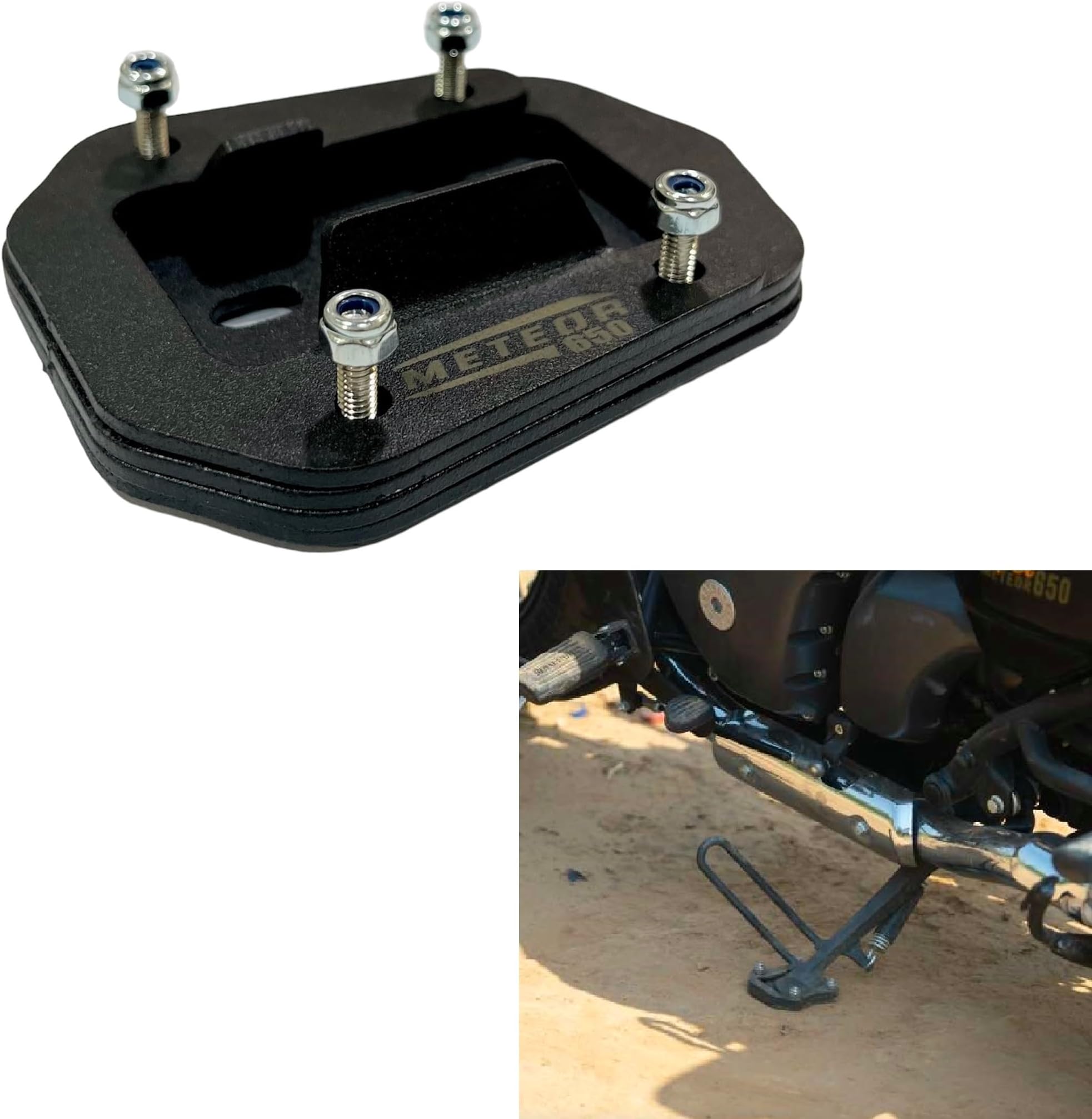 SGTB Stainless Steel Side Stand Extender Base Pad for RE Super Meteor 650 Bike