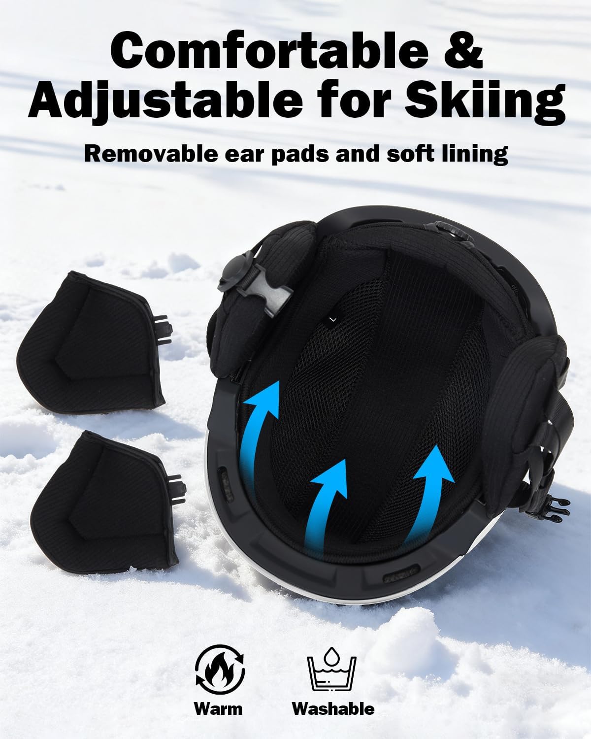 VCOROS Adult Ski Helmet with Goggles Set, Lightweight DXH-811 Snow Sport Helmet for Men and Women, Durable PC Shell, Shockproof Snowboard Helmet for Skiing Snowboarding Snowmobile