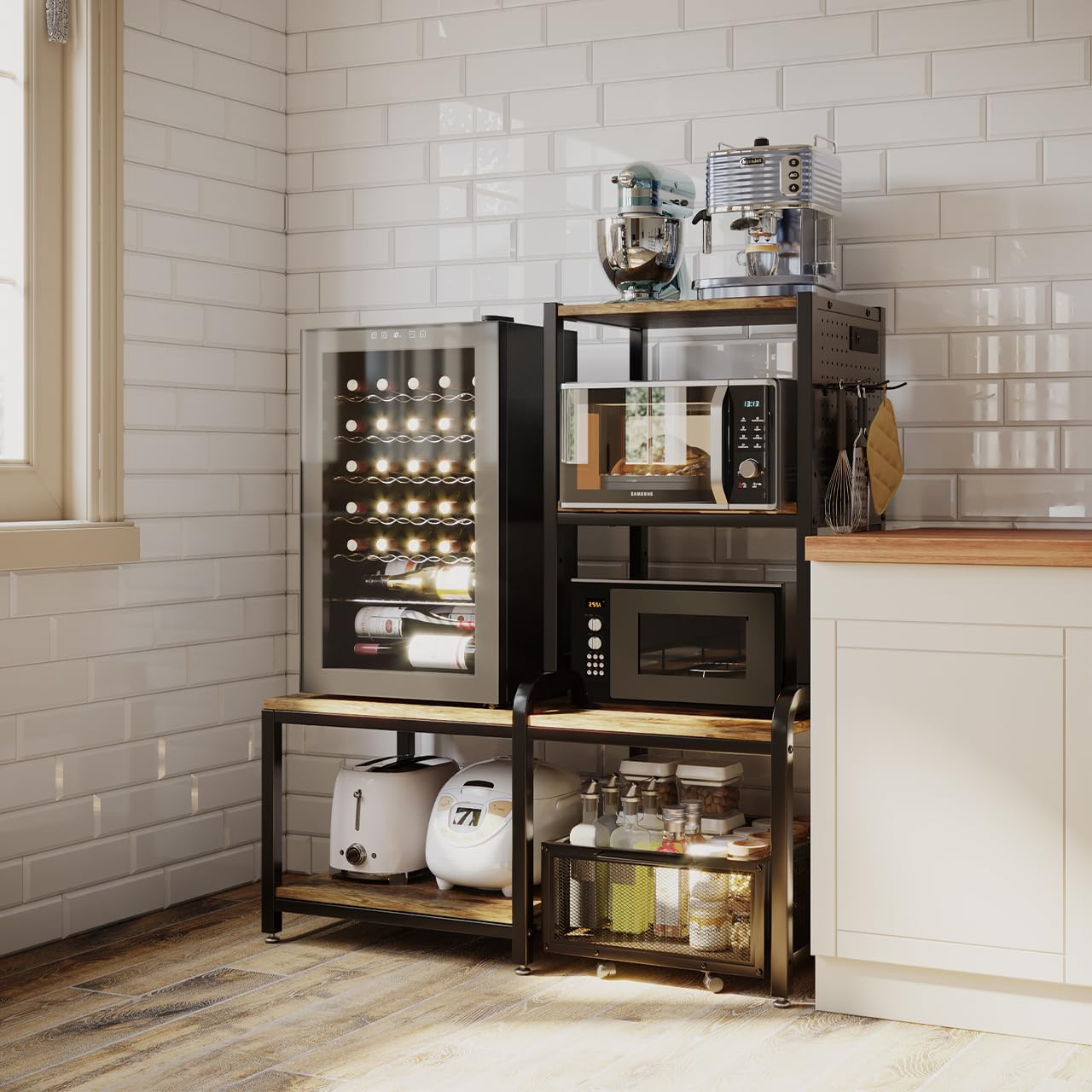 Amazon.com - COCOLUCKY Mini Fridge Stand with Storage,Mini Fridge