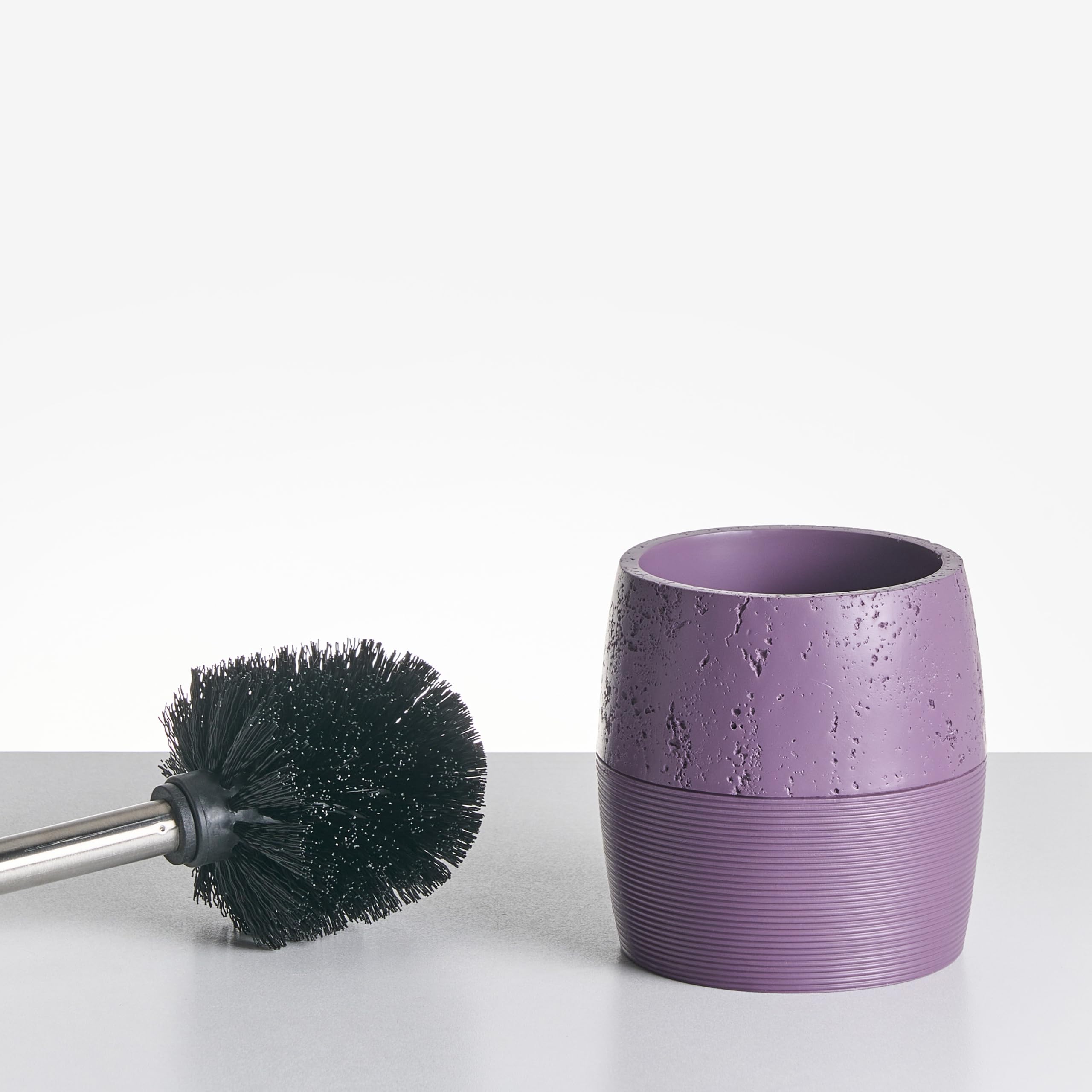 Conjunto de 5 Accesorios de baño jabonera dispensador de jabón escobilla de Inodoro Vaso Soporte para cepillos de Dientes púrpura Yarapa