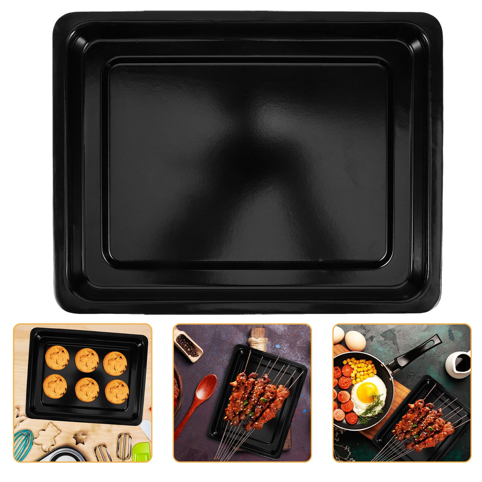 Plaque à biscuits émaillée 36x25 cm et plat à rôtir pour cuisson four maison