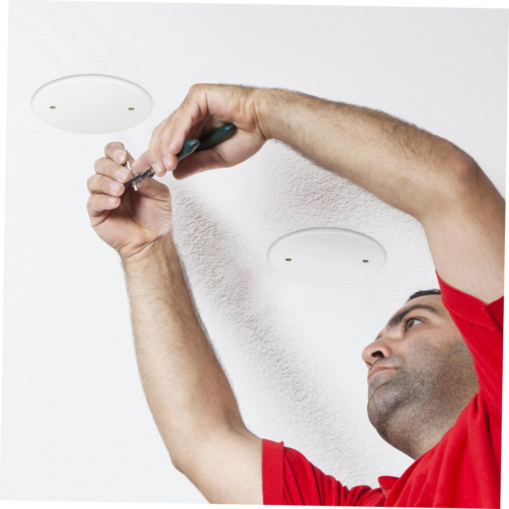Lot De 4 Cache-Trous Plafond Ronds Plates 4.33In Cache-Plafond Rond En Plastique Avec Vis Pour Boîtes Électriques