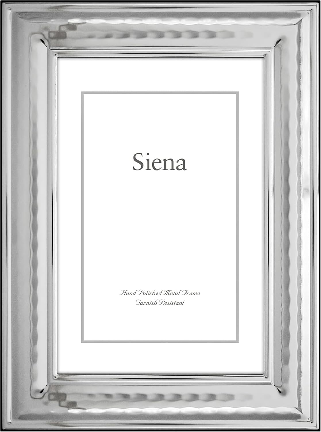 Siena Classic Hammered Silver Picture Frame, Tarnish Resistant Finish, Perfect Photo Frame for any End Table, Credenza, Shelf, or Nightstand, Silver 4x6