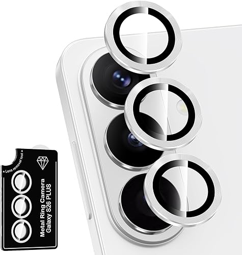 Miniatura 91 de Protector de lente de cámara para Samsung Galaxy S25 FE, cubierta individual de lente de vidrio templado con anillo de metal, [fuerte adsorción]