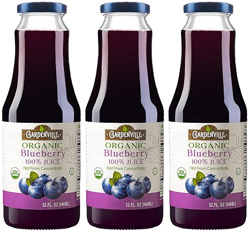 Miniatura 30 de Gardenville Jugo de arándano orgánico (paquete de 2), USDA orgánico, sin azúcar añadido, certificado U Kosher, pasteurizado, botellas de vidrio