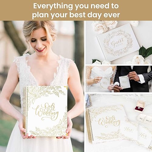 Miniatura 8 de bloom daily planners Planificador y organizador de tapa dura para el día de la boda (sin fecha), 9 x 11 pulgadas, diseño floral dorado