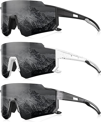 Miniatura 10 de Gafas de sol polarizadas deportivas para hombres y mujeres, lentes ligeros de TR90 con protección UV para ciclismo y correr A1 Negro/Azul