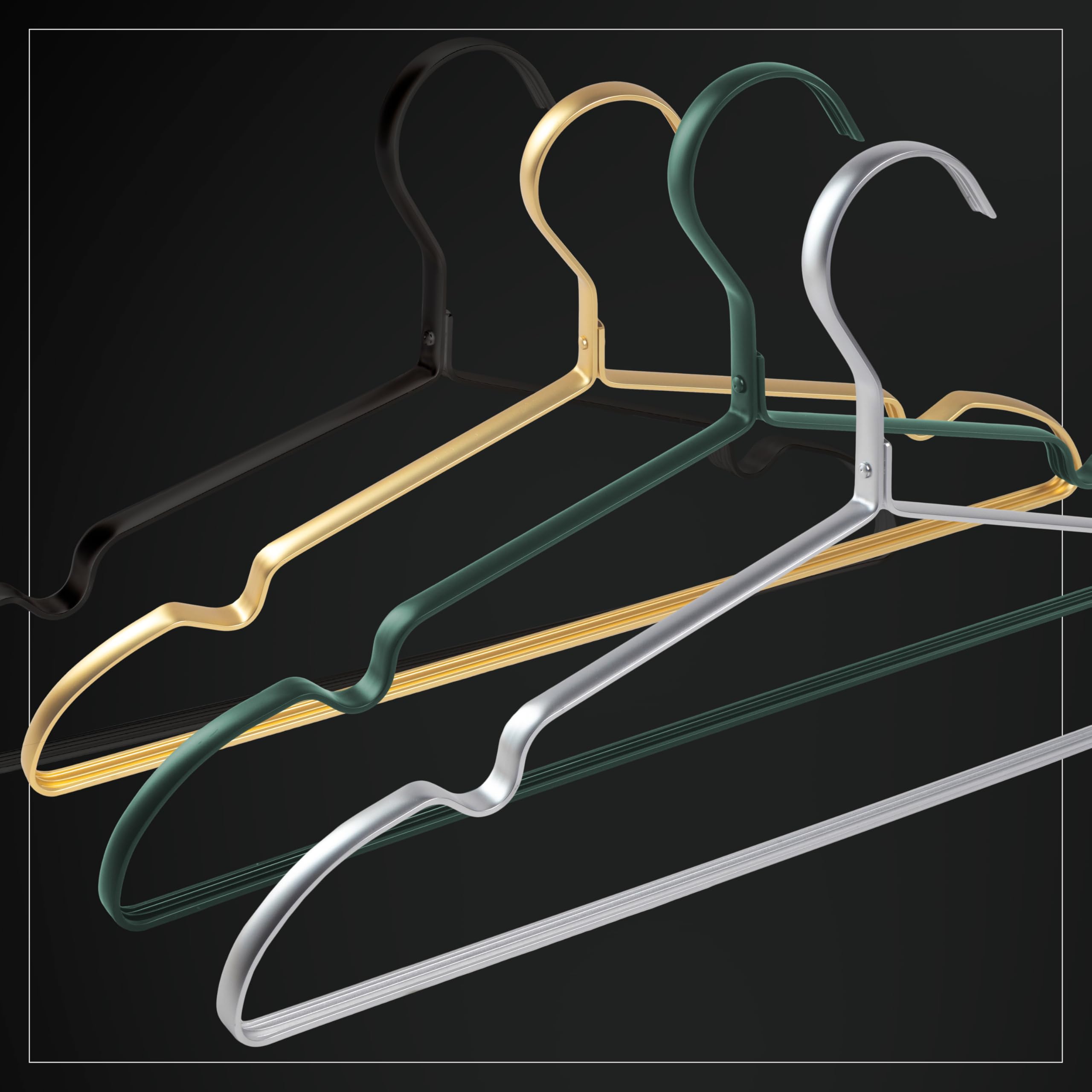 Parusia Kleiderbügel Metall schwarz, 42cm breit, 1cm stark, rostfrei, formstabil, zur platzsparenden Kleideraufbewahrung & Organisation von Kleiderschrank, Kleiderständer, Clothes Hanger (40)
