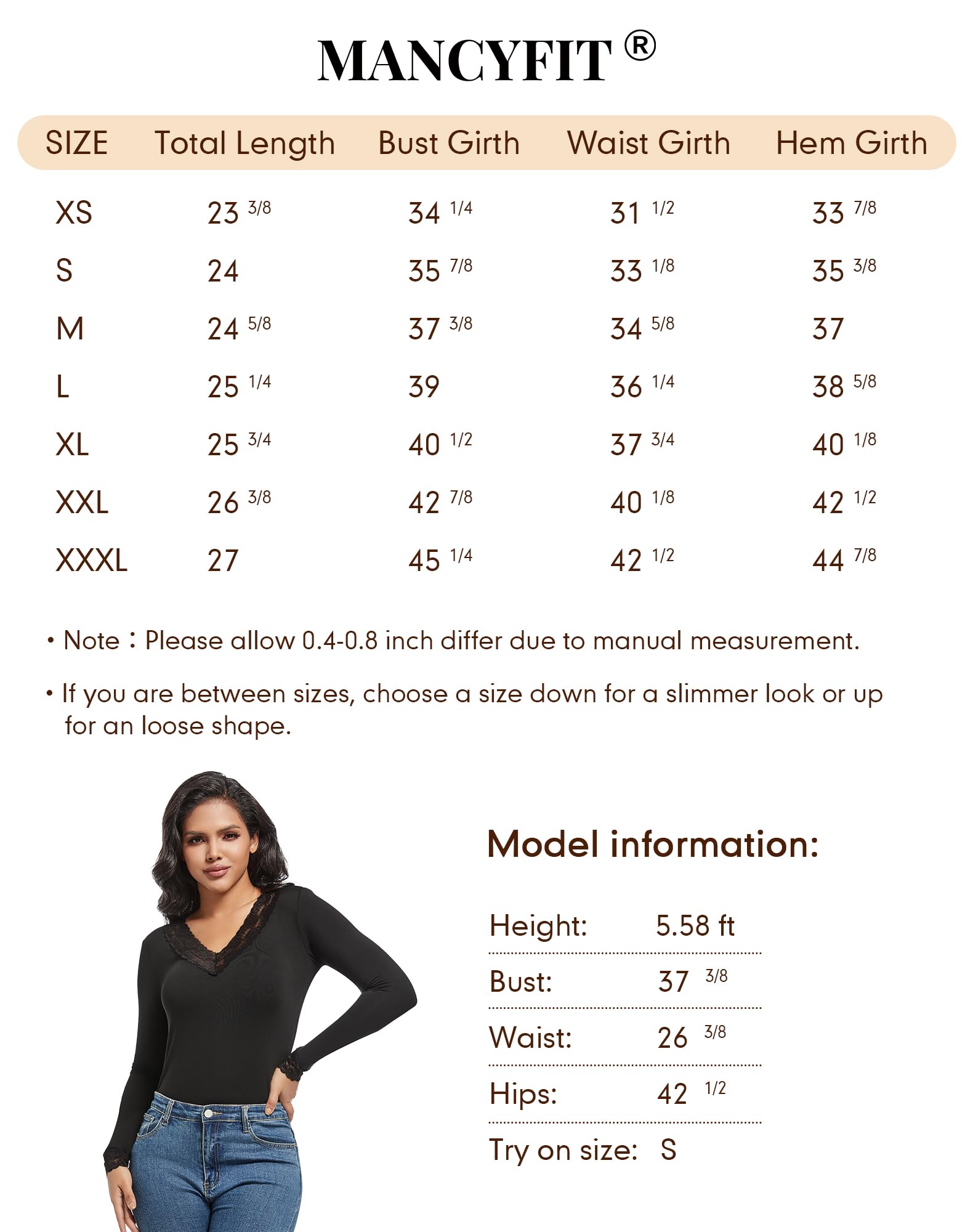 MANCYFIT Ropa interior térmica para mujer, camiseta interior de manga larga con cuello en V y forro polar para clima frío