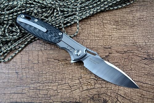 Miniatura 3 de TWO SUN Cuchillos de bolsillo M390 Blade Titanium Carbon Fiber Handle para caza táctica regalo TS162