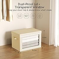 Vista 2 de Collapsible Storage Bins with Lids - Stackable Storage Containers with Window, 6 Pack Fabric Organizing Bins for Closet, Home & Office Organization