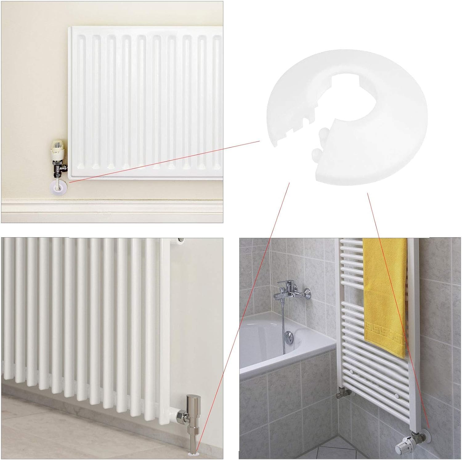 20pz Rosette per Termosifoni Copertura per Tubi Copertura in plastica per Tubi da 16 mm Diametro Copri Tubi Termosifoni Pipe Collar in Plastica per Radiatori Morsetti Domestico