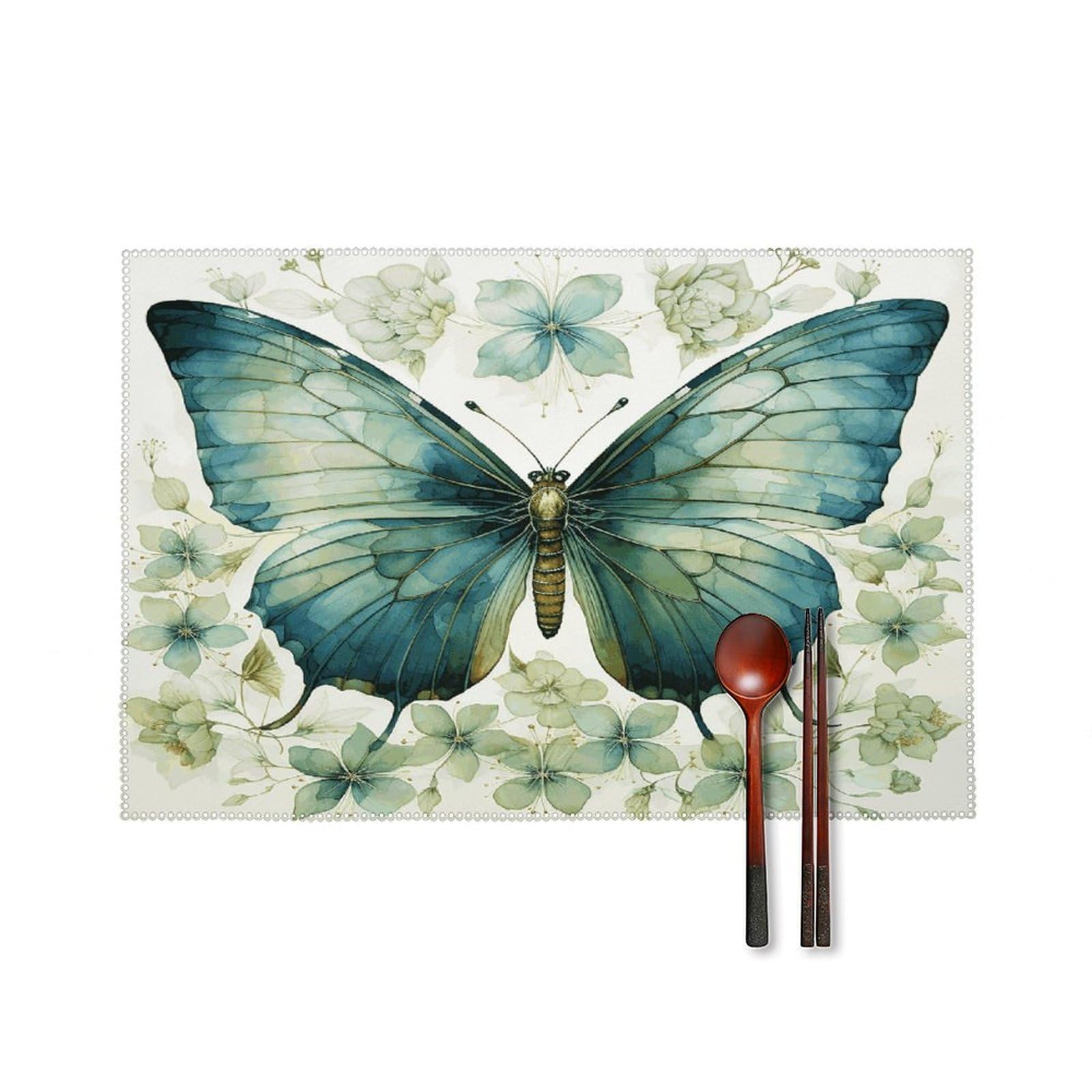 Fekiloot Style Garden Butterfly Placemats Set Of 6,Table Mat