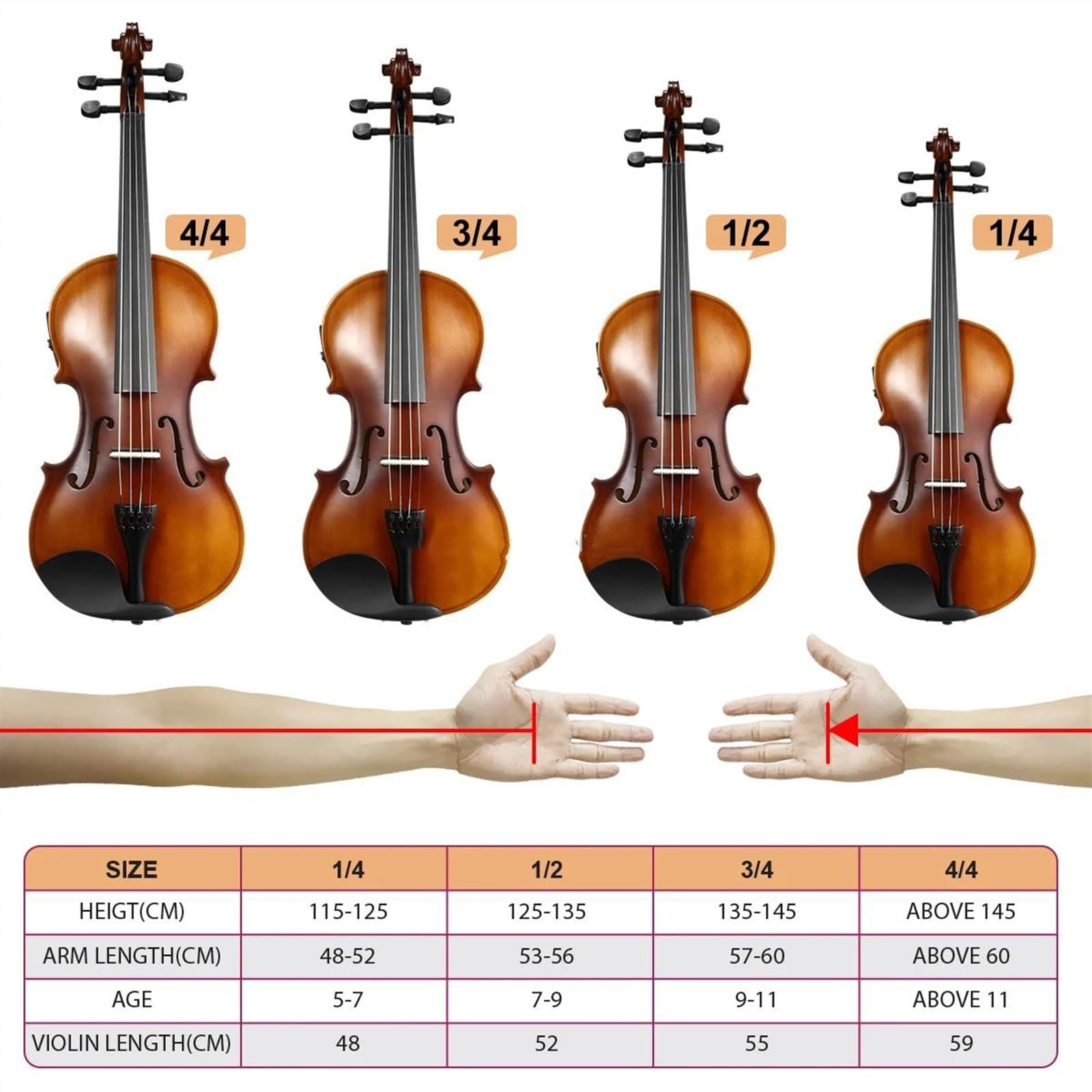 Violine Anfänger-Starter-Set Für Elektrische Violine Aus Massiver Fichte Mit Schwarzem Etui Bogen Und Schulterstütze(1/4)