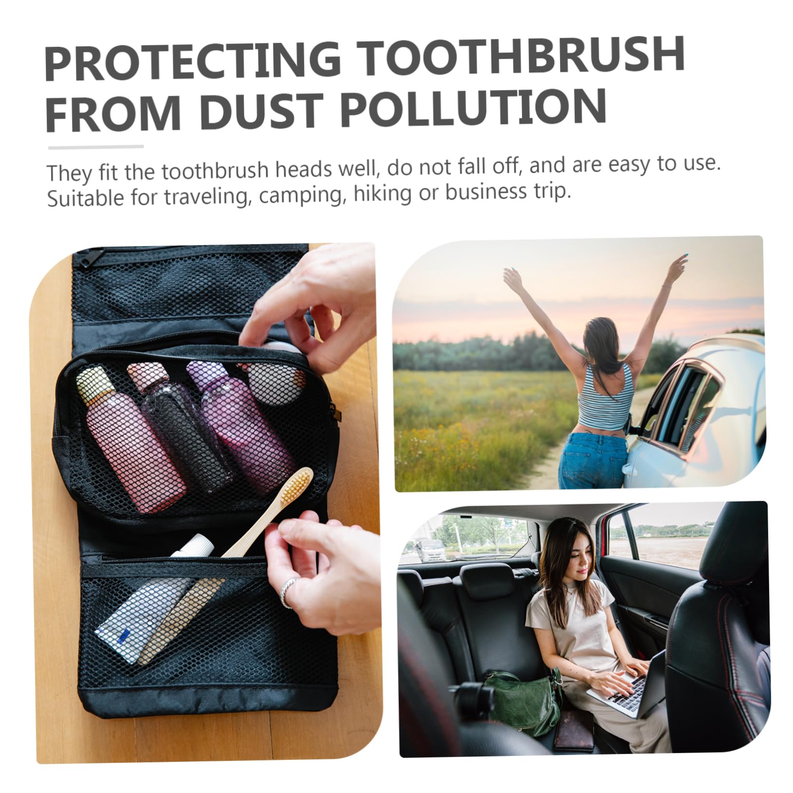 IWOWHERO 10Pcs Portable Toothbrush Covers Durable Dust for Travel Camping Use Easy to Clean Lightweight Toothbrush Caps for Outdoor