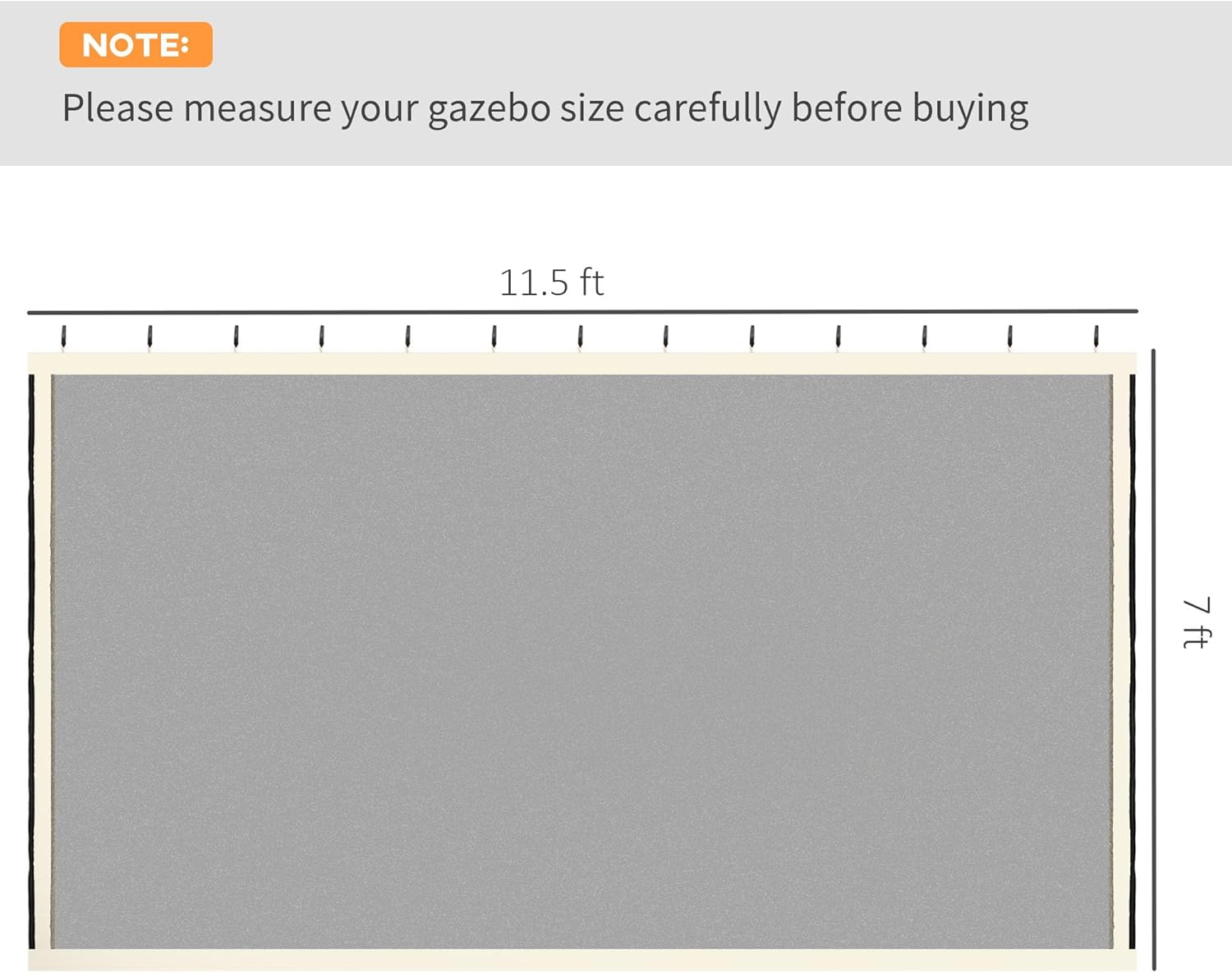 Outsunny 10' x 13' Universal Replacement Mesh Sidewall Netting for Patio Gazebos and Canopy Tents with Zippers, (Sidewall Only) Beige, Black