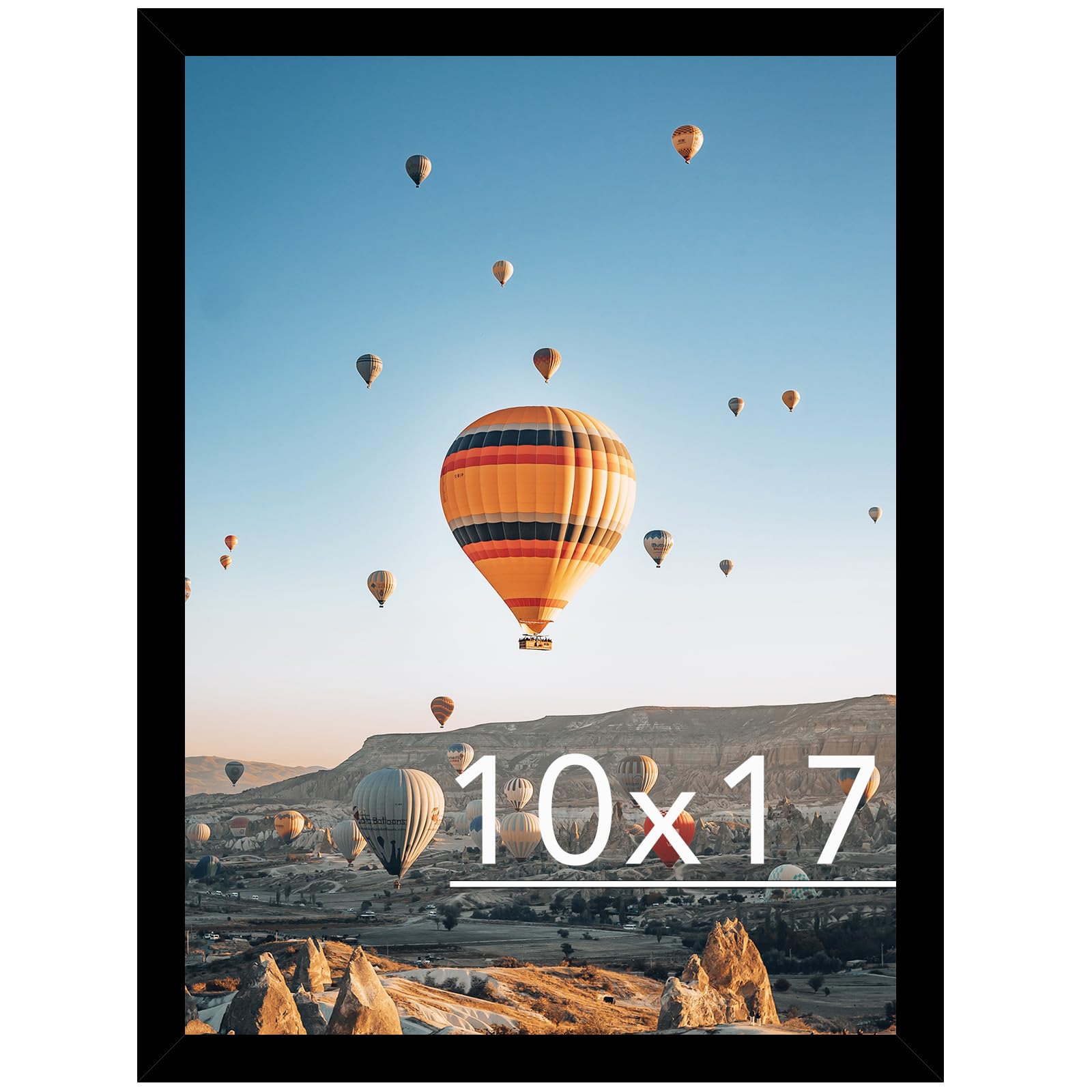 JCJMY 10x17 Picture Frame Black for Poster Photo Picture, Horizontal and Vertical Formats for Wall Hanging, 10 x 17 Wall Gallery Poster Photo Frame for 10 by 17 Photos Posters, Black