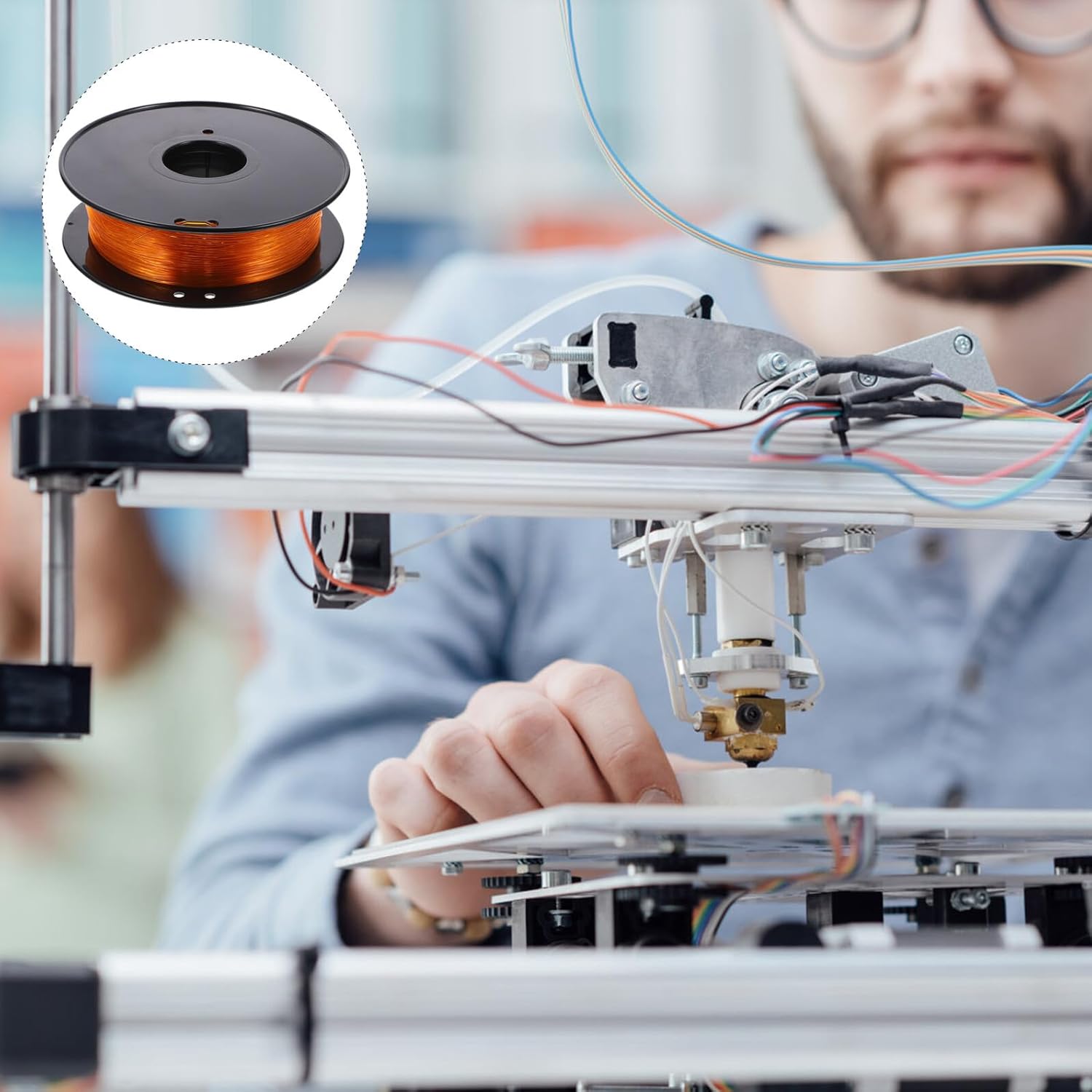 GALPADA TPU Printer Filament Flexible Transparent Orange Printing Material for Printers Wear-Resistant Durable Printing Supplies