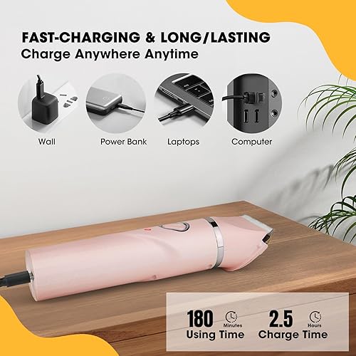 Miniatura 6 de Kit mejorado de aseo para perros, recortador inalámbrico de patas de perro, 4 en 1, kit de aseo para mascotas de bajo ruido, molinillo de uñas de 2