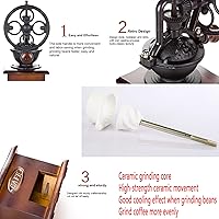 Vista 4 de Molinillo de café manual de la mano del estilo de la vendimia, molinillo de café manual con la manija, molino de rodillos