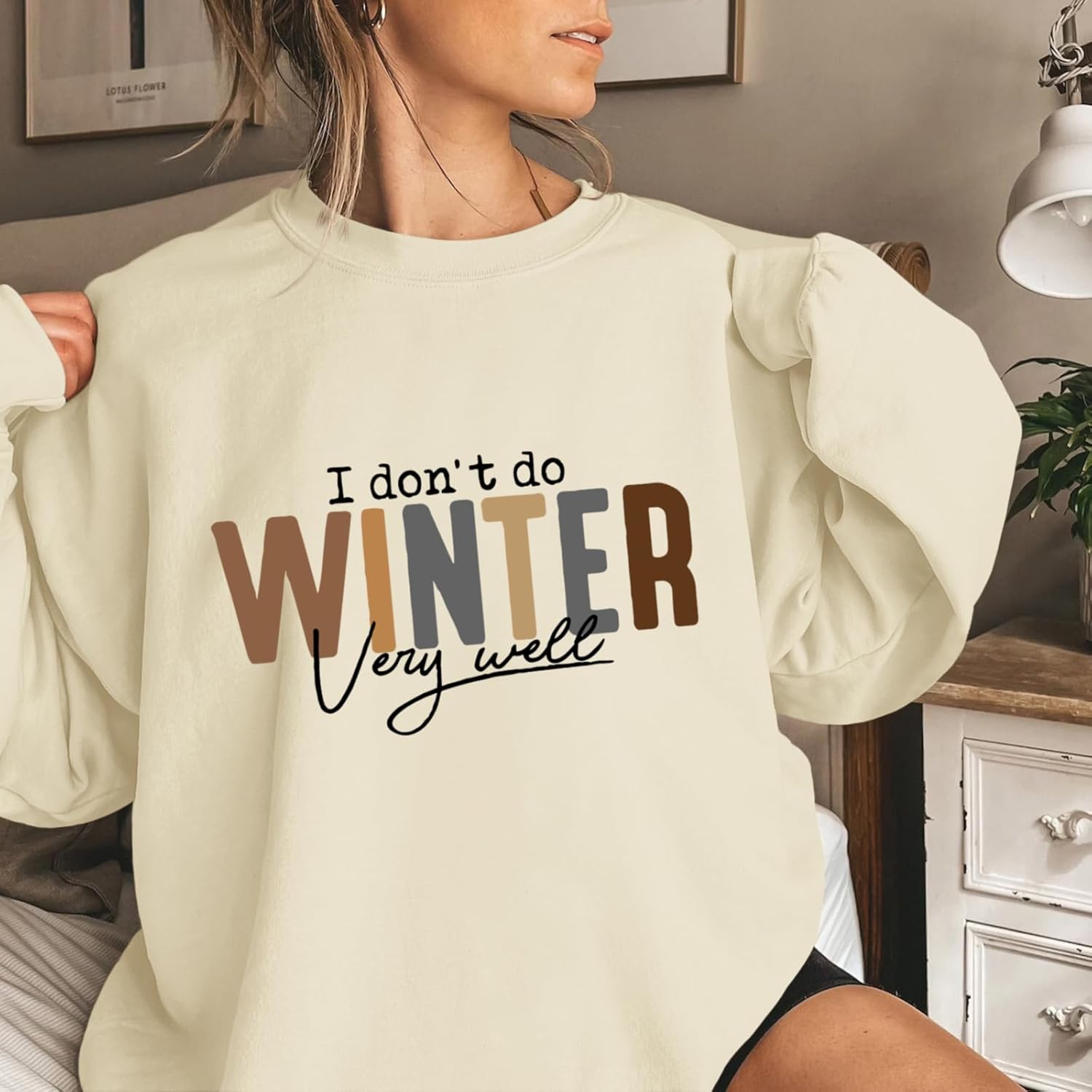 Funny Winter Sweatshirts for Women I Don'T Do Winter Very Well Graphic Sweatshirt Letter Print Crewneck Hoodies - Image 5