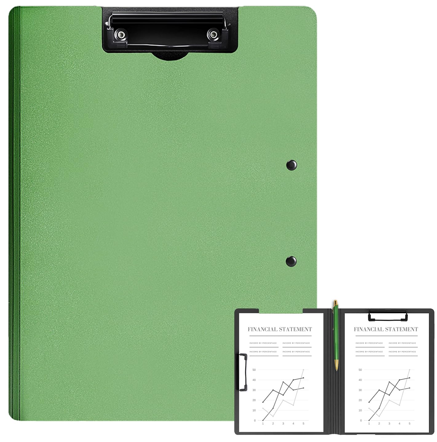 MUYICS Clipboard Folder, A4 Foldable Clipboards, Office Clipboard Folder with Double Clips Metal Clip, 360 Degree Foldable Storage Clipboards for