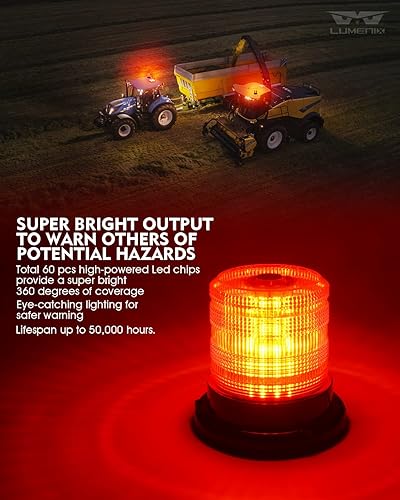 Miniatura 2 de LUMENIX Luz LED roja de baliza en la azotea, magnética  Montaje de tornillo giratorio estroboscópico luces de policía intermitentes de seguridad