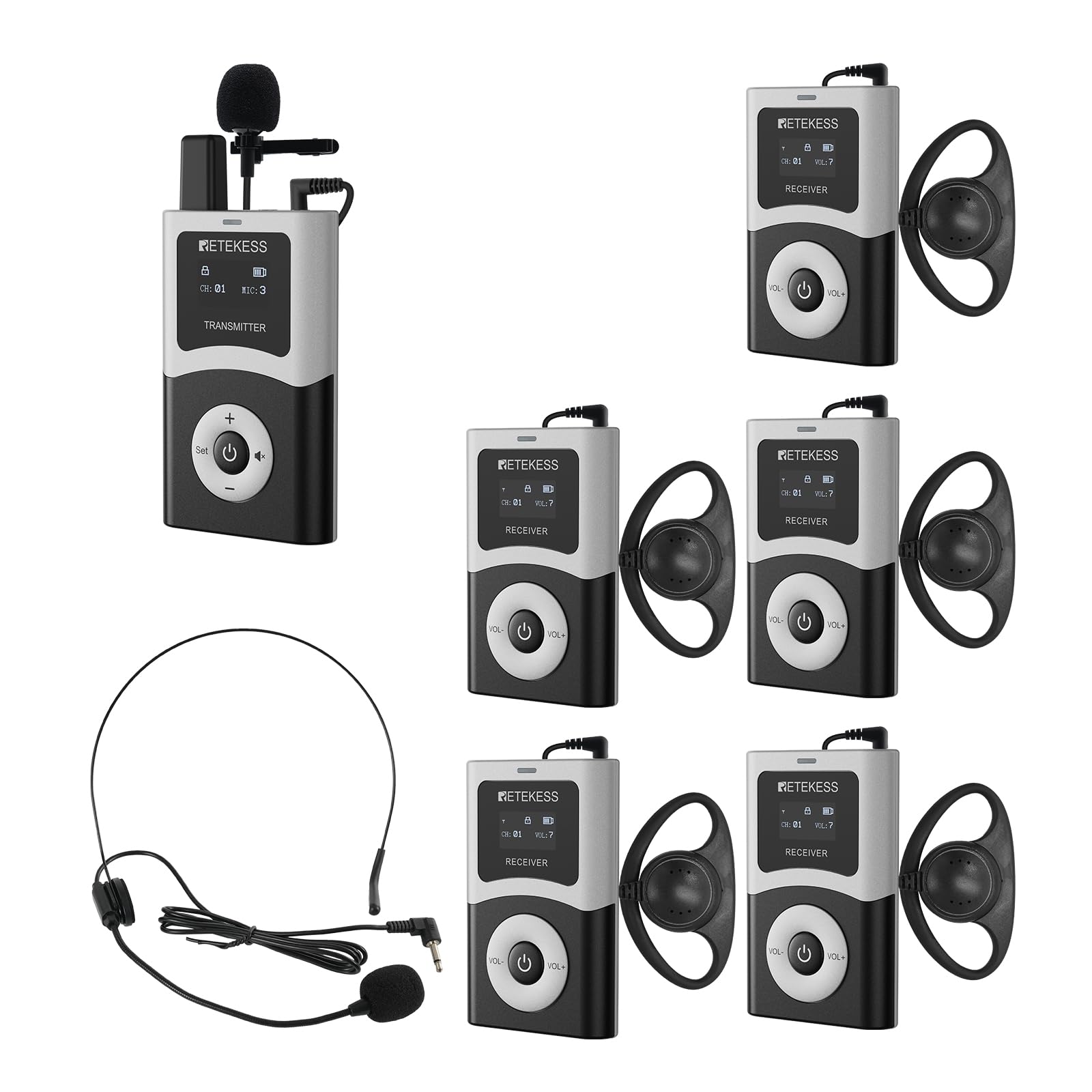 Retekess T130U(4nd Gen T130) Wireless Tour Guide System, Audio Tour Guide Microphone and Speaker, 200m, U Band Digital HiFi Sound Quality, Tour Guide