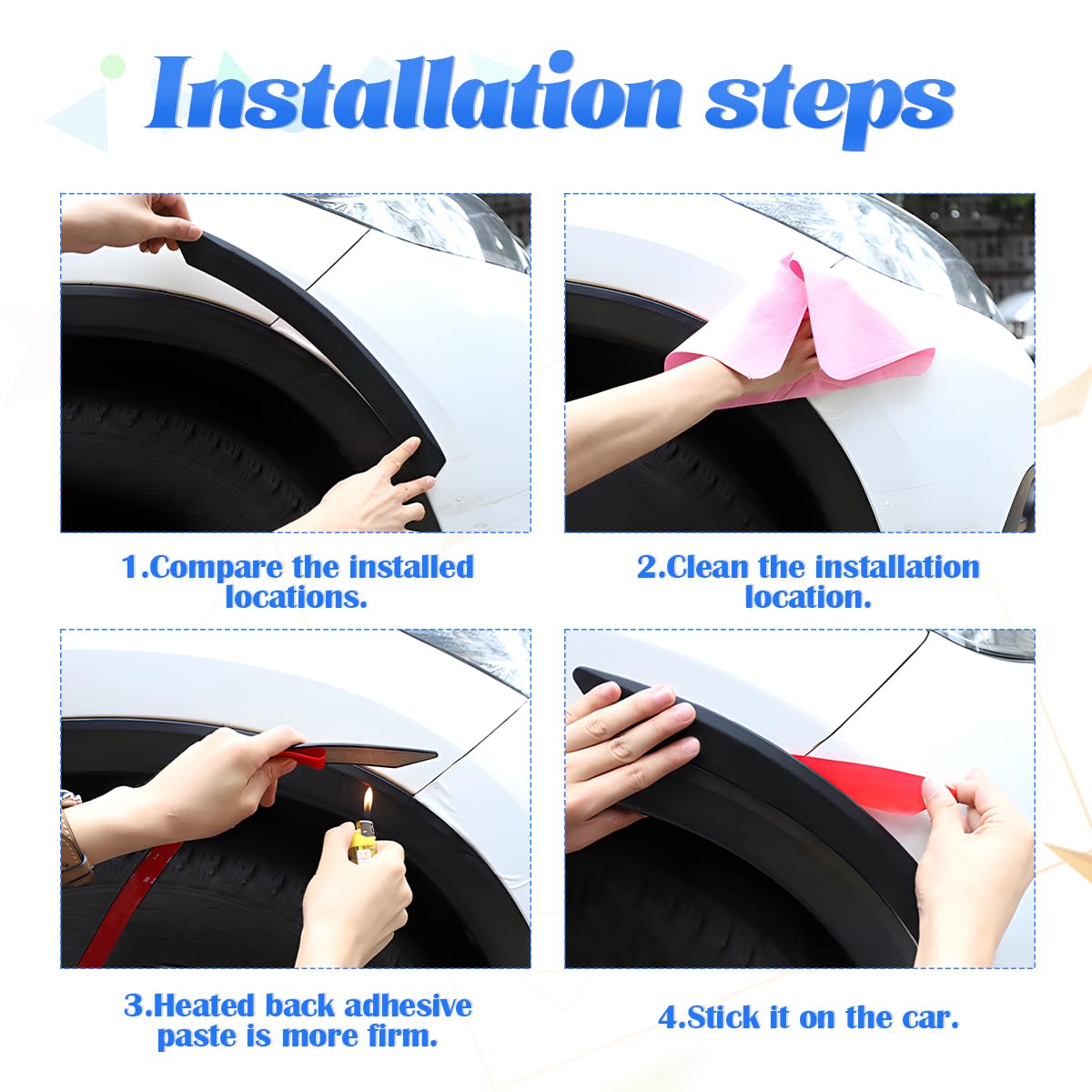 JNNJ 2Pcs Paraurti Protector Guard Scratch Auto, Universal Anticollision Striscia Gomma per Angoli Anteriore Posteriore Bumper Protezione Veicolo (Bianco)